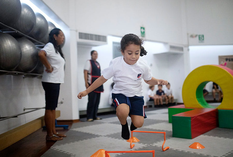 Girl in the kinder hall